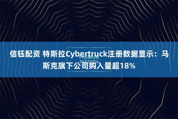 信钰配资 特斯拉Cybertruck注册数据显示：马斯克旗下公司购入量超18%